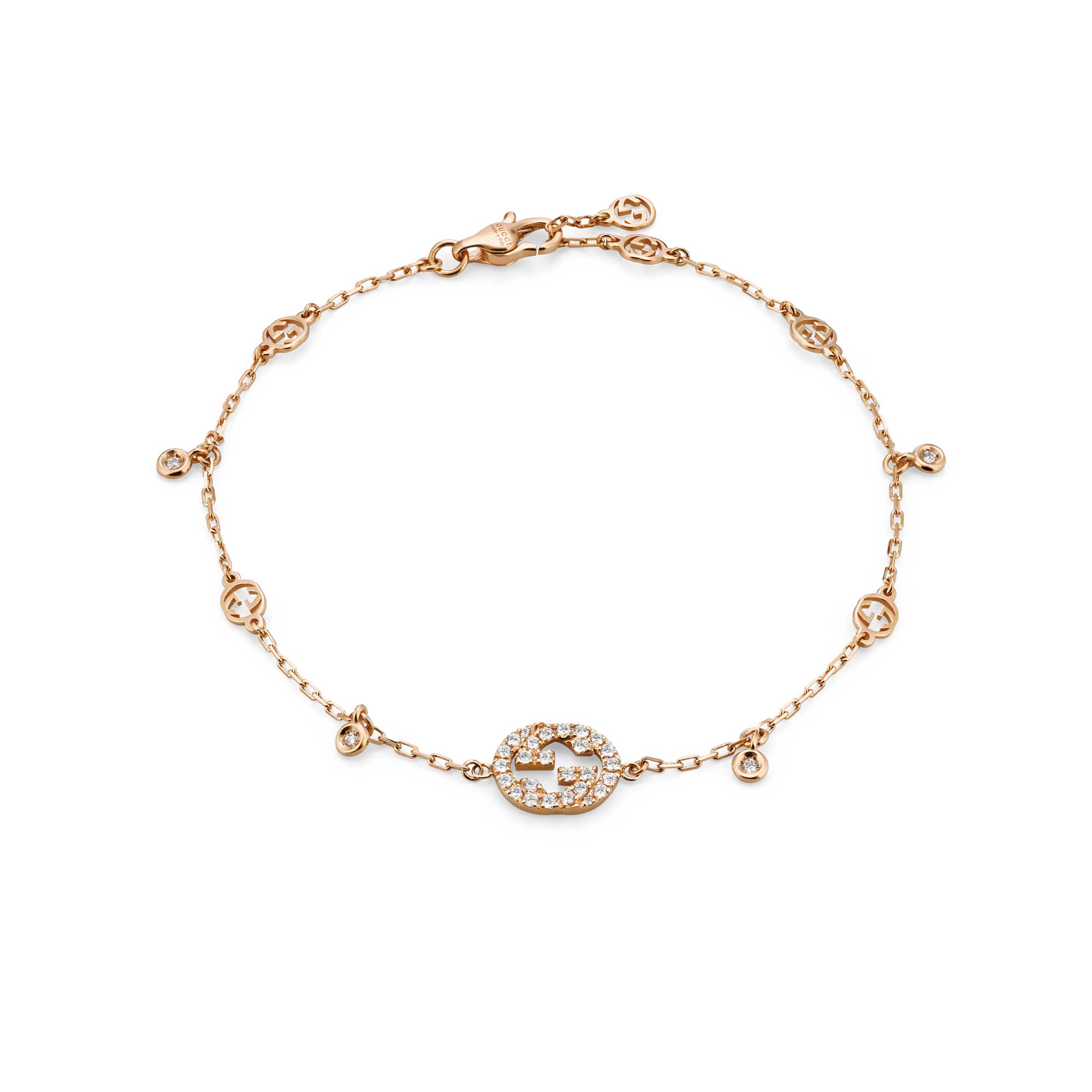 BRACCIALE INTERLOCKING G CON DIAMANTI IN ORO ROSA
