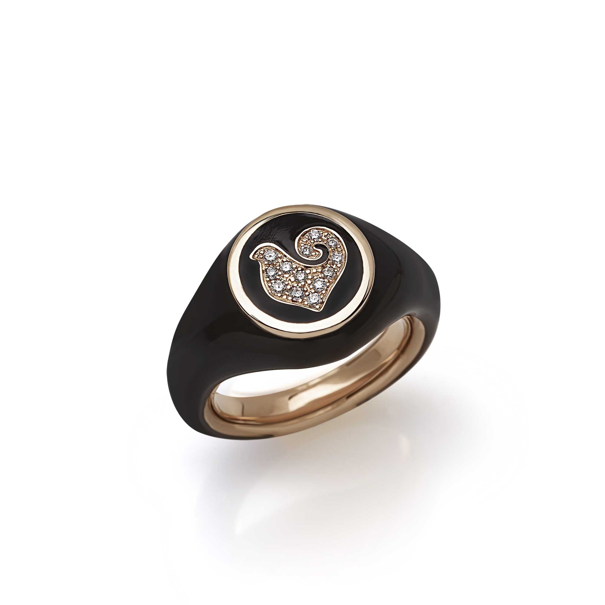 Anello Paillettes sygillum IN Oro E SMALTO NERO