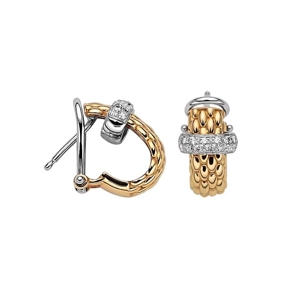 Yellow gold Vendome earrings with diamonds
