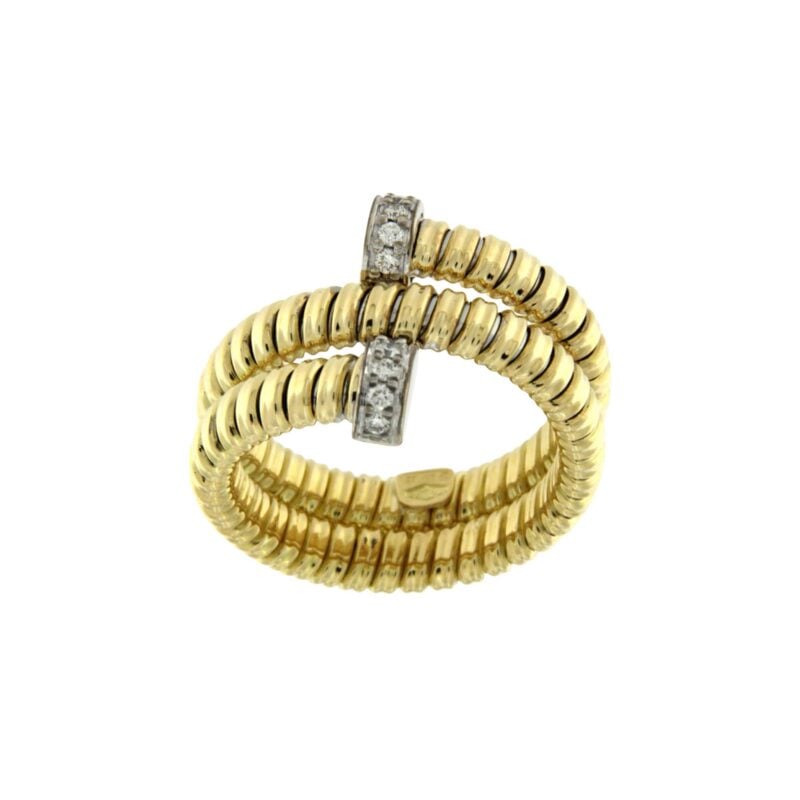Anello oro giallo tubogas a 2 giri e brillanti