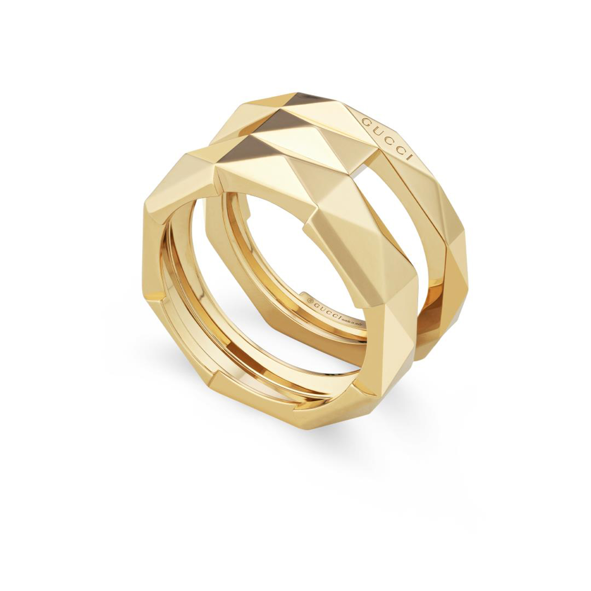 GUCCI LINK TO LOVE GEOMETRIC STUDDED DOUBLE RING