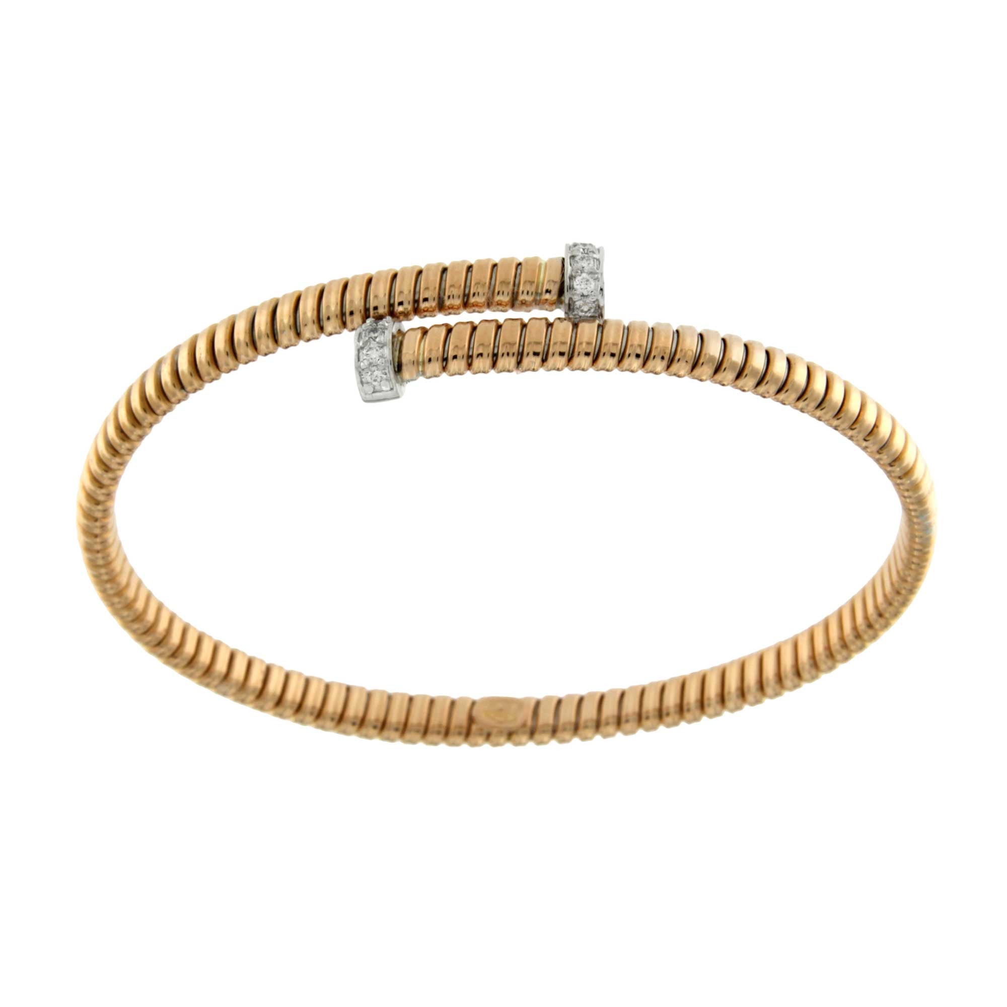 Bracciale tubogas contrariè oro rosa con brillanti