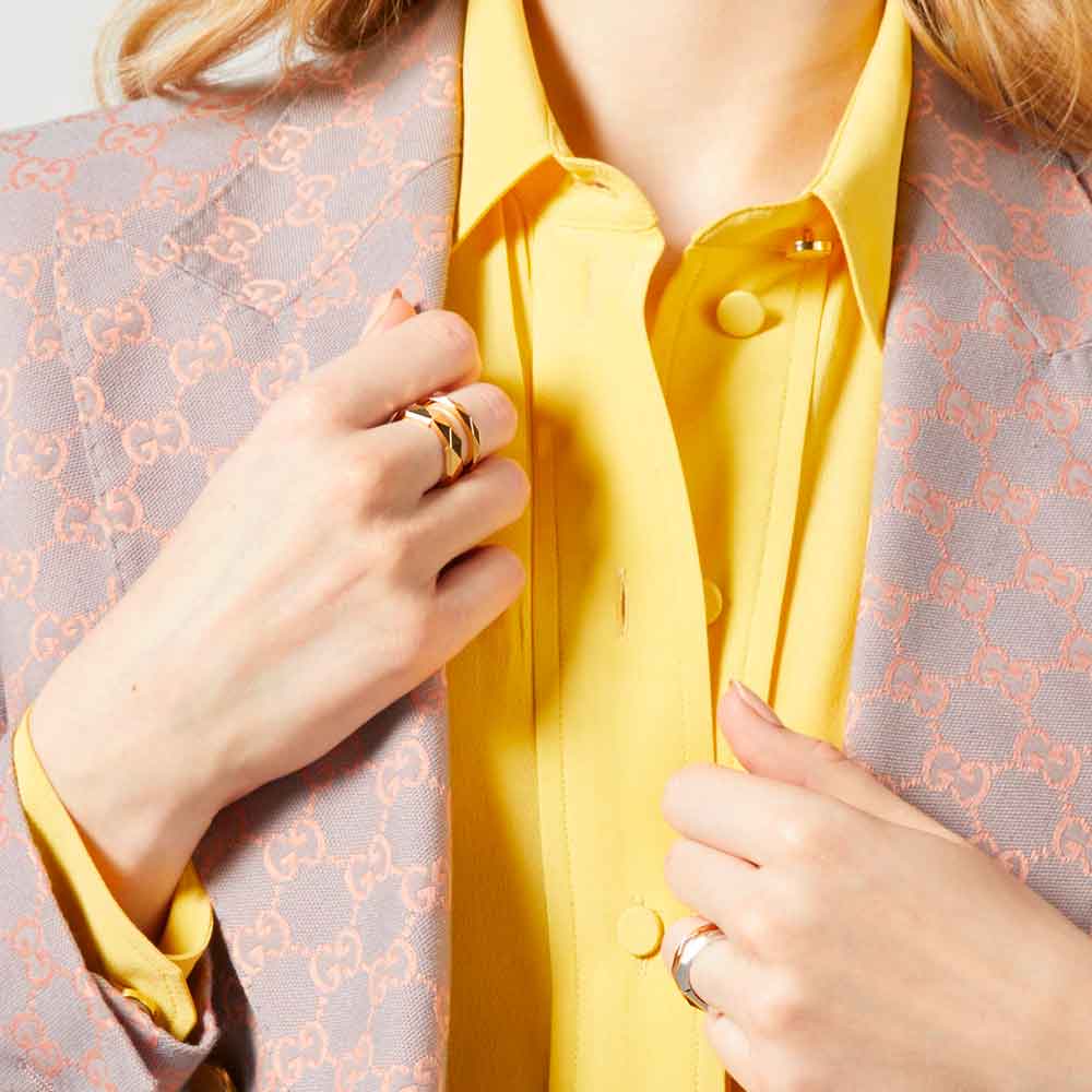 GUCCI LINK TO LOVE GEOMETRIC STUDDED DOUBLE RING - Image 4