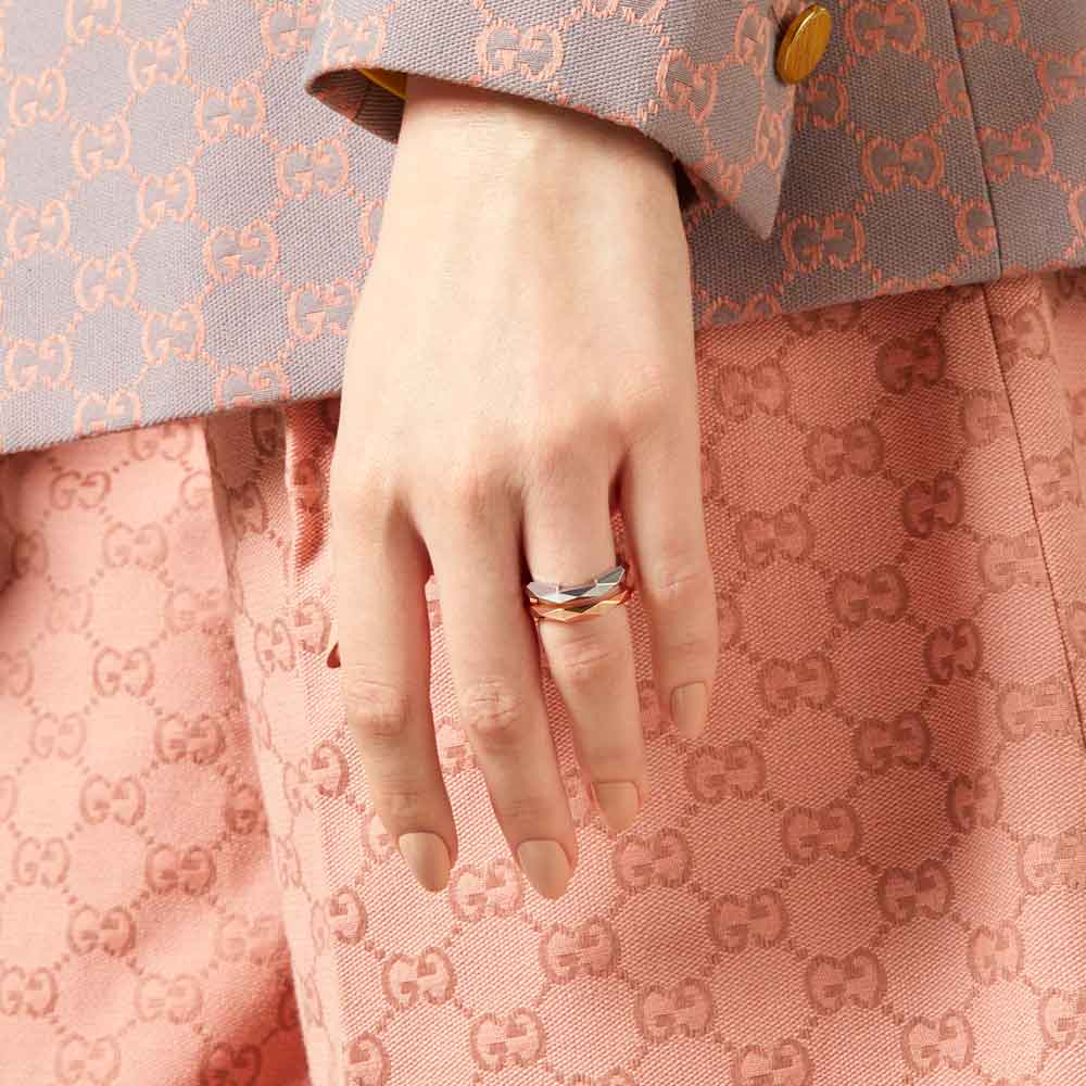 GUCCI LINK TO LOVE GEOMETRIC STUDDED DOUBLE RING - Image 5