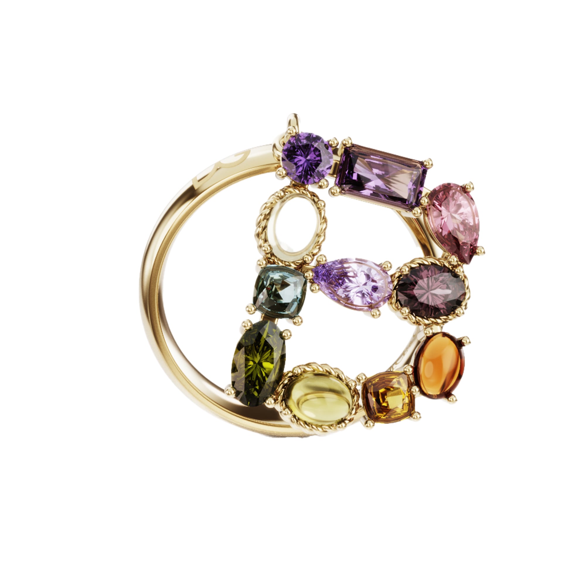 ANELLO RAINBOW ALPHABET B CON PIETRE PREZIOSE MULTICOLOR