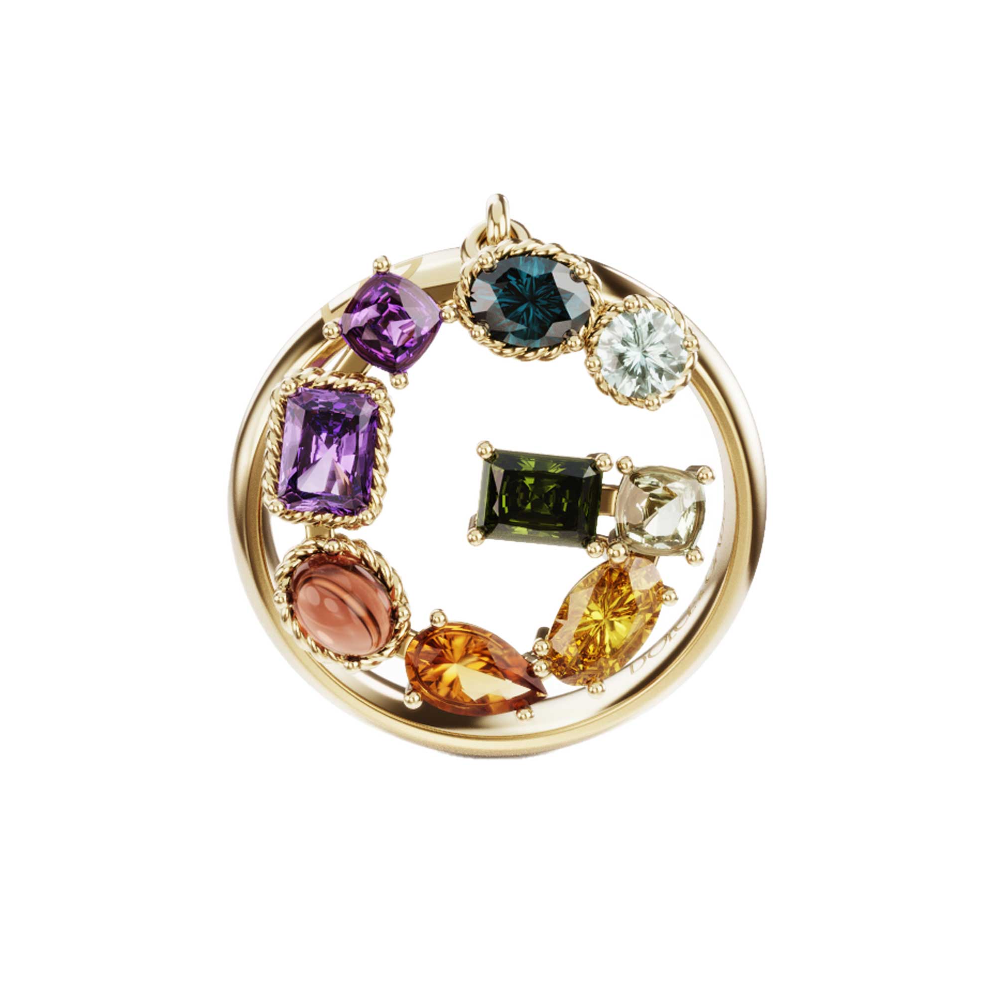 ANELLO RAINBOW ALPHABET G CON PIETRE PREZIOSE MULTICOLOR