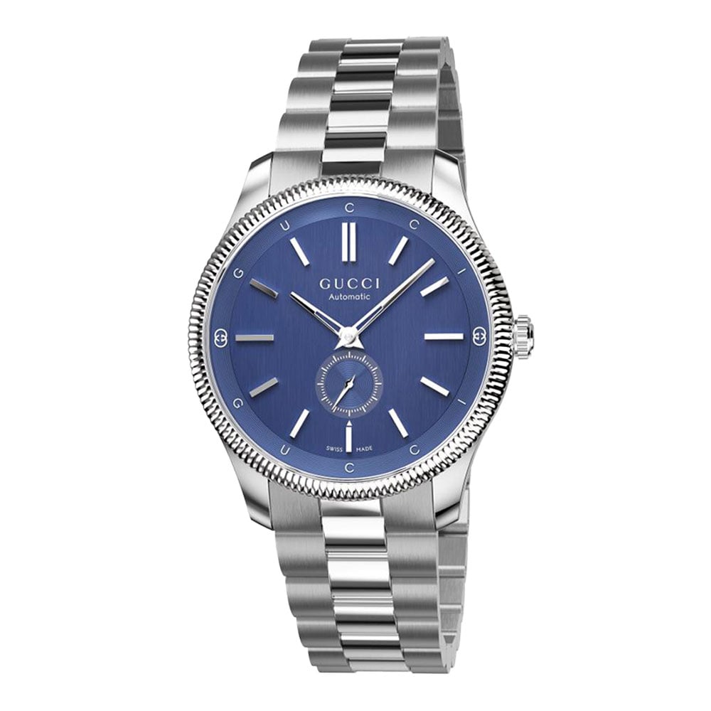OROLOGIO G-TIMELESS 40 MM QUADRANTE BLU CON DETTAGLI INCROCIO GG