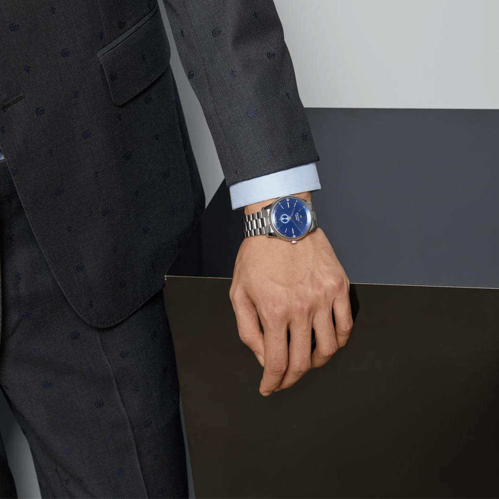 OROLOGIO G-TIMELESS 40 MM QUADRANTE BLU CON DETTAGLI INCROCIO GG - immagine 4