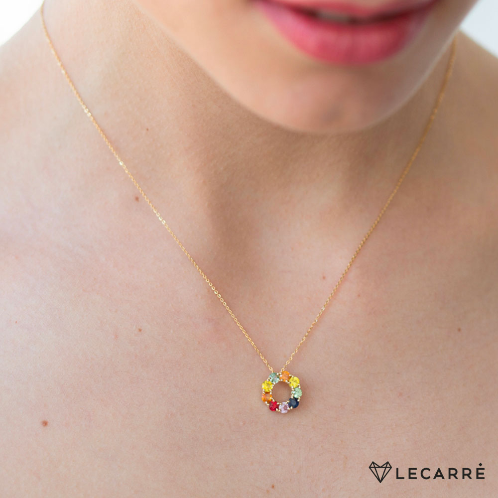 Collana in oro giallo e zaffiri multicolor - immagine 2