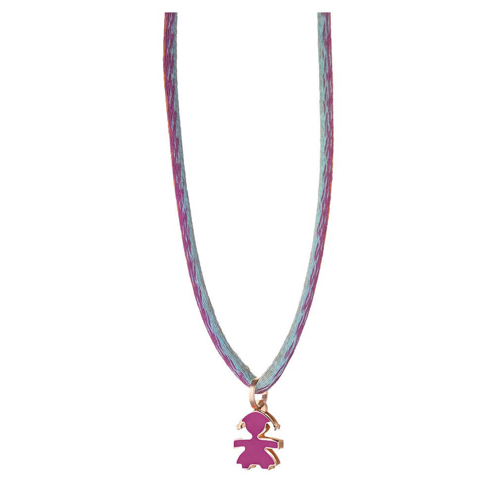 I CLASSICI PENDANT WITH GIRL SILHOUETTE IN ROSE GOLD AND PURPLE ENAMEL