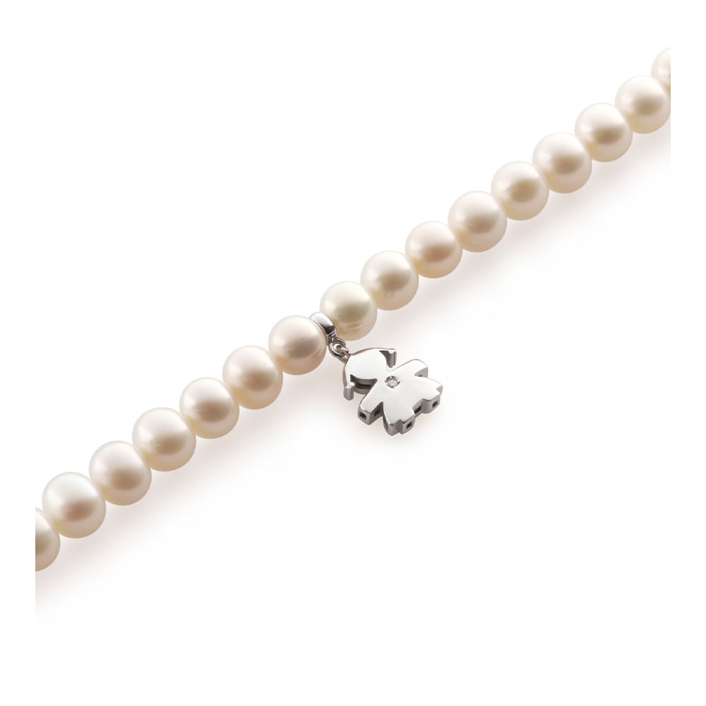 COLLANA LE PERLE CON SAGOMA BIMBA IN ORO BIANCO E DIAMANTE - immagine 2