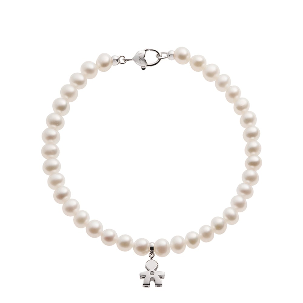 BRACCIALE LE PERLE CON SAGOMA BIMBO IN ORO BIANCO E DIAMANTE