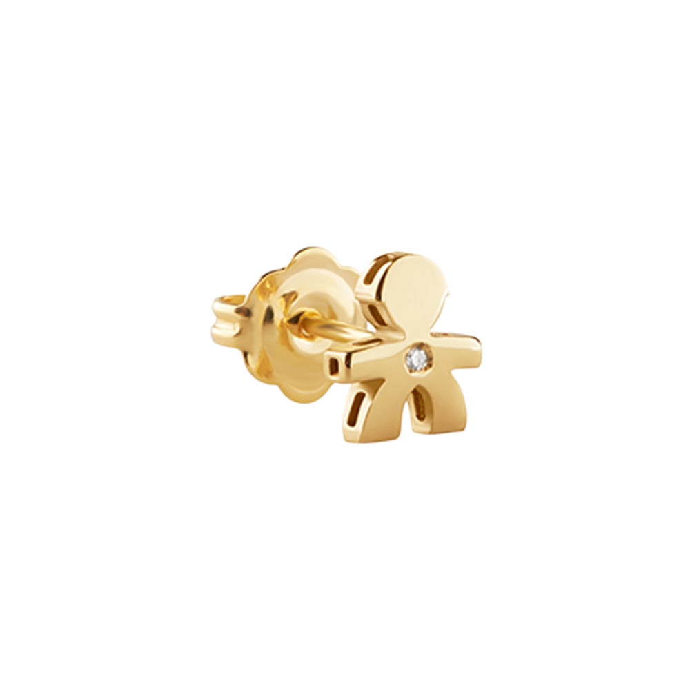 LE PERLE MONO EARRING WITH BOY SILHOUETTE IN YELLOW GOLD AND DIAMOND