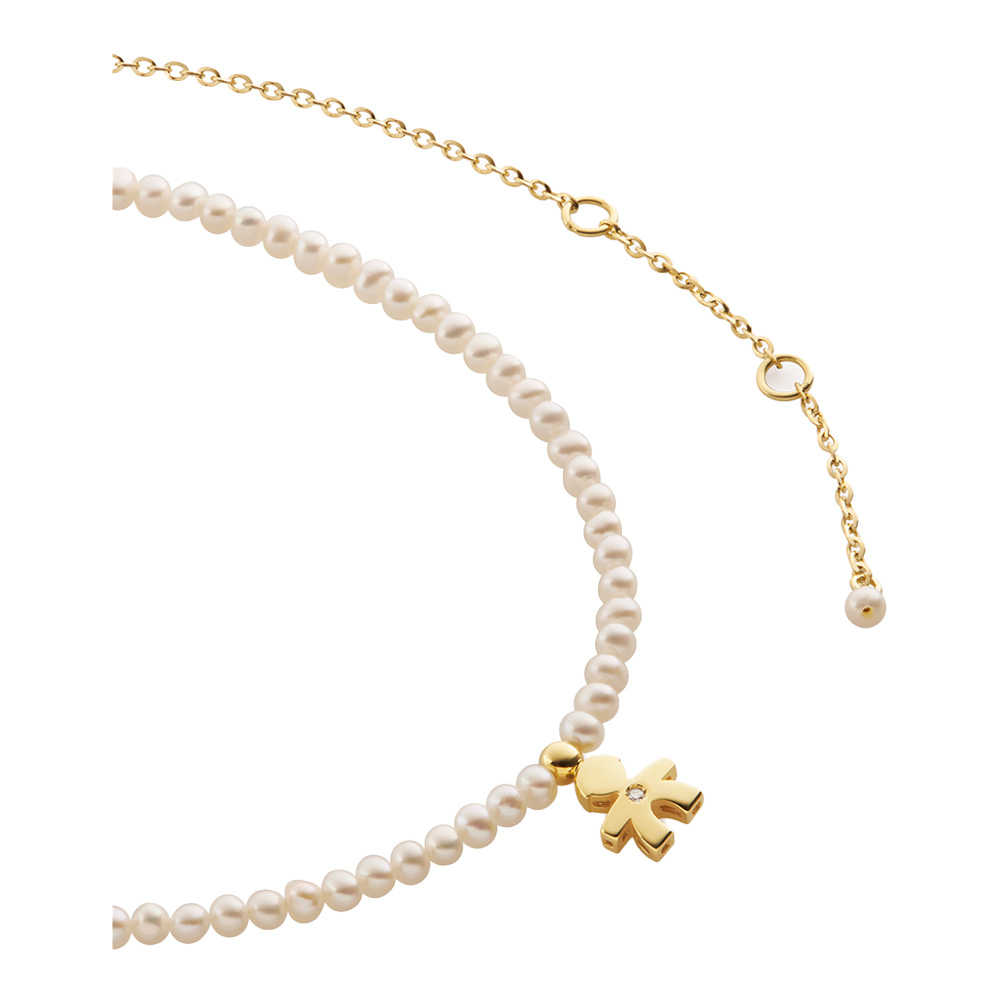 LE PERLE NECKLACE WITH BOY SILHOUETTE IN YELLOW GOLD WITH PEARLS AND DIAMOND