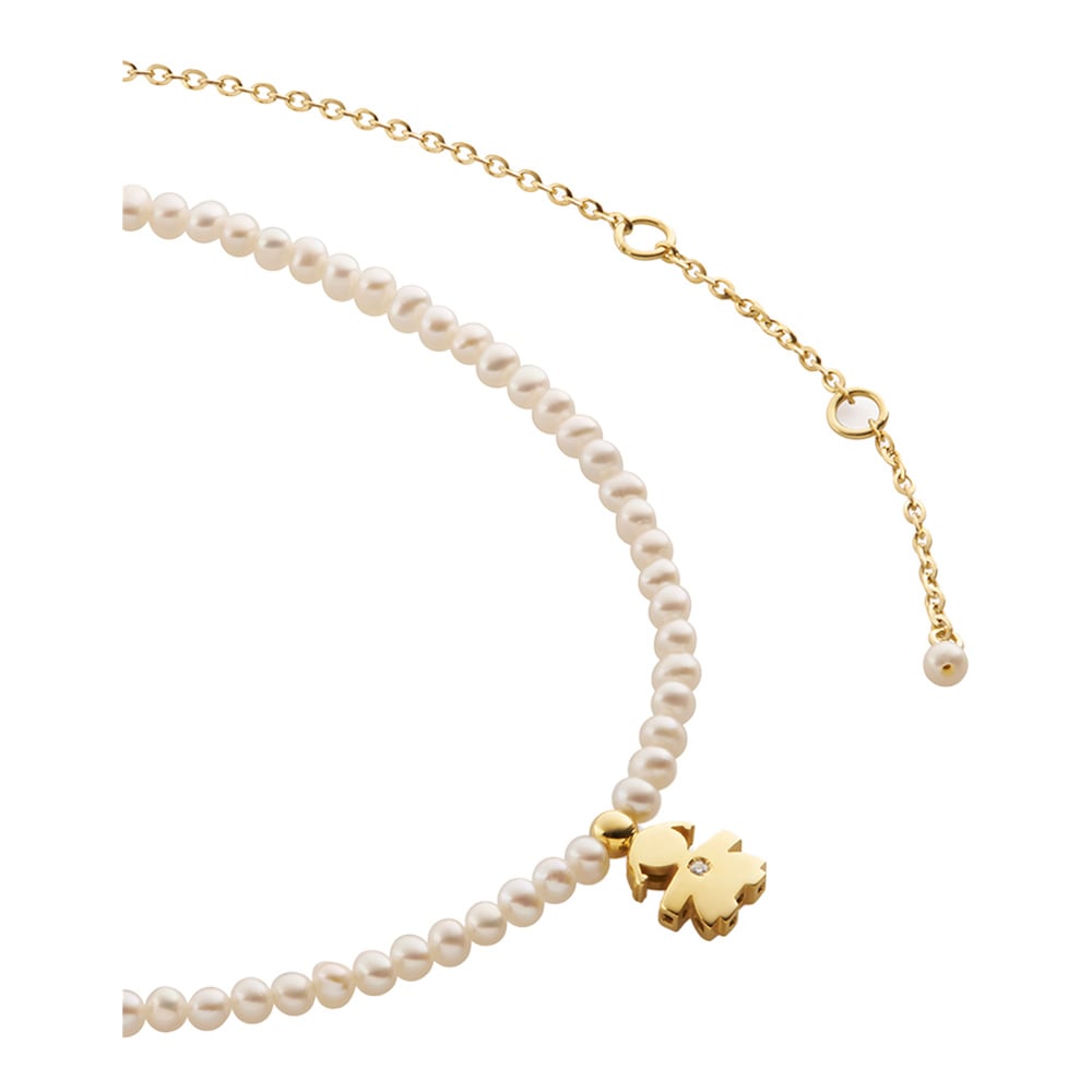 LE PERLE NECKLACE WITH GIRL SILHOUETTE IN YELLOW GOLD WITH PEARLS AND DIAMOND