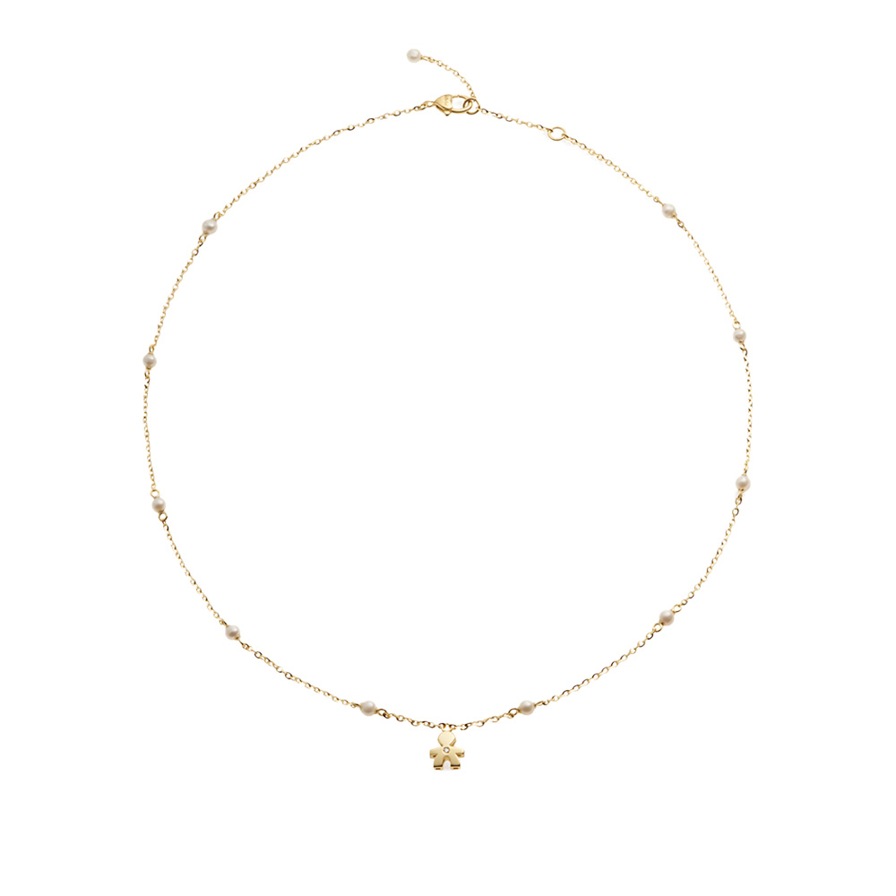 COLLANA LE PERLE CON SAGOMA BIMBO IN ORO GIALLO E DIAMANTE - immagine 2