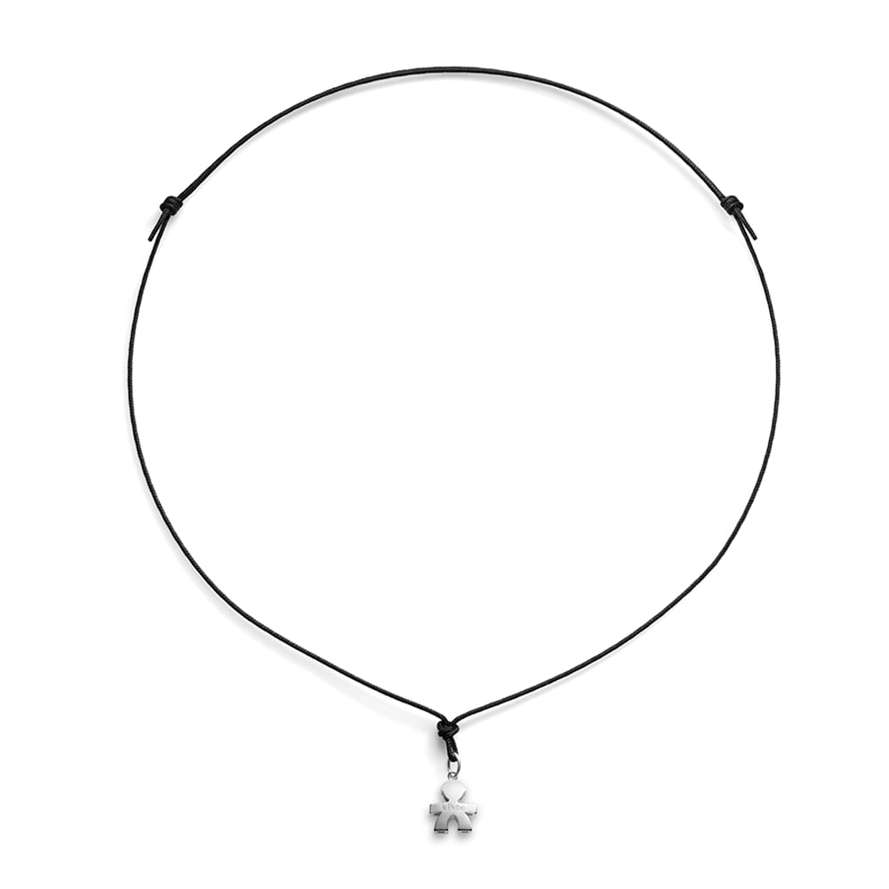 I TESORINI PENDANT WITH 1 CM BOY SILHOUETTE IN WHITE GOLD AND STRING - Image 3