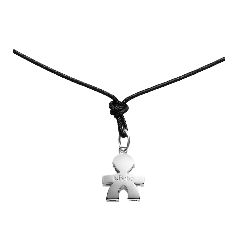 I TESORINI PENDANT WITH 1 CM BOY SILHOUETTE IN WHITE GOLD AND STRING