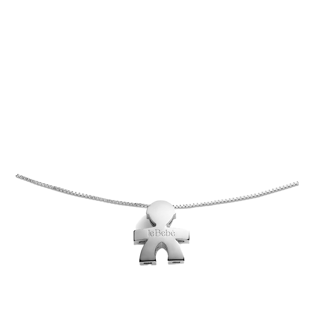 CIONDOLO I TESORINI CON SAGOMA BIMBO E CATENA IN ORO BIANCO