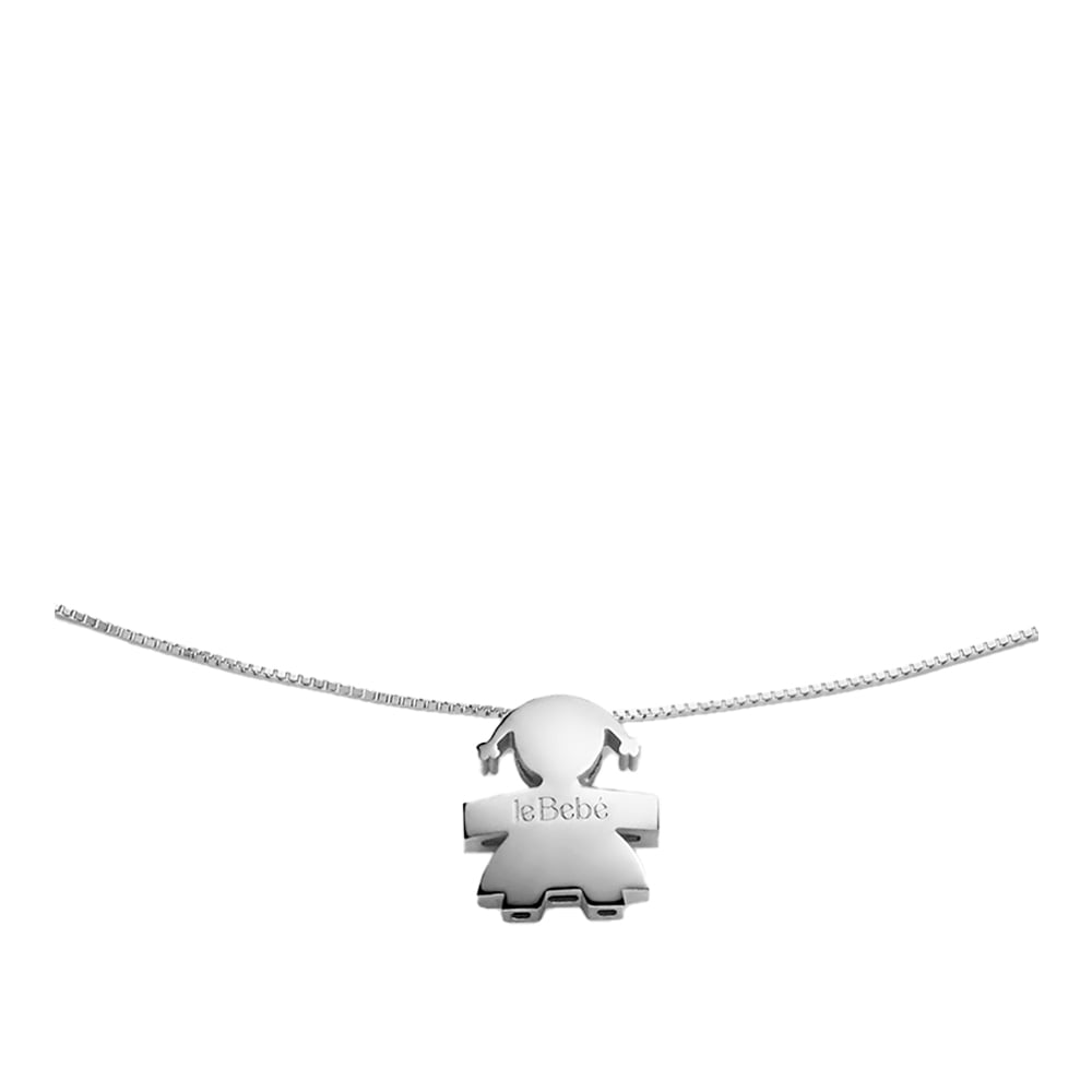 CIONDOLO I TESORINI CON SAGOMA BIMBA E CATENA IN ORO BIANCO