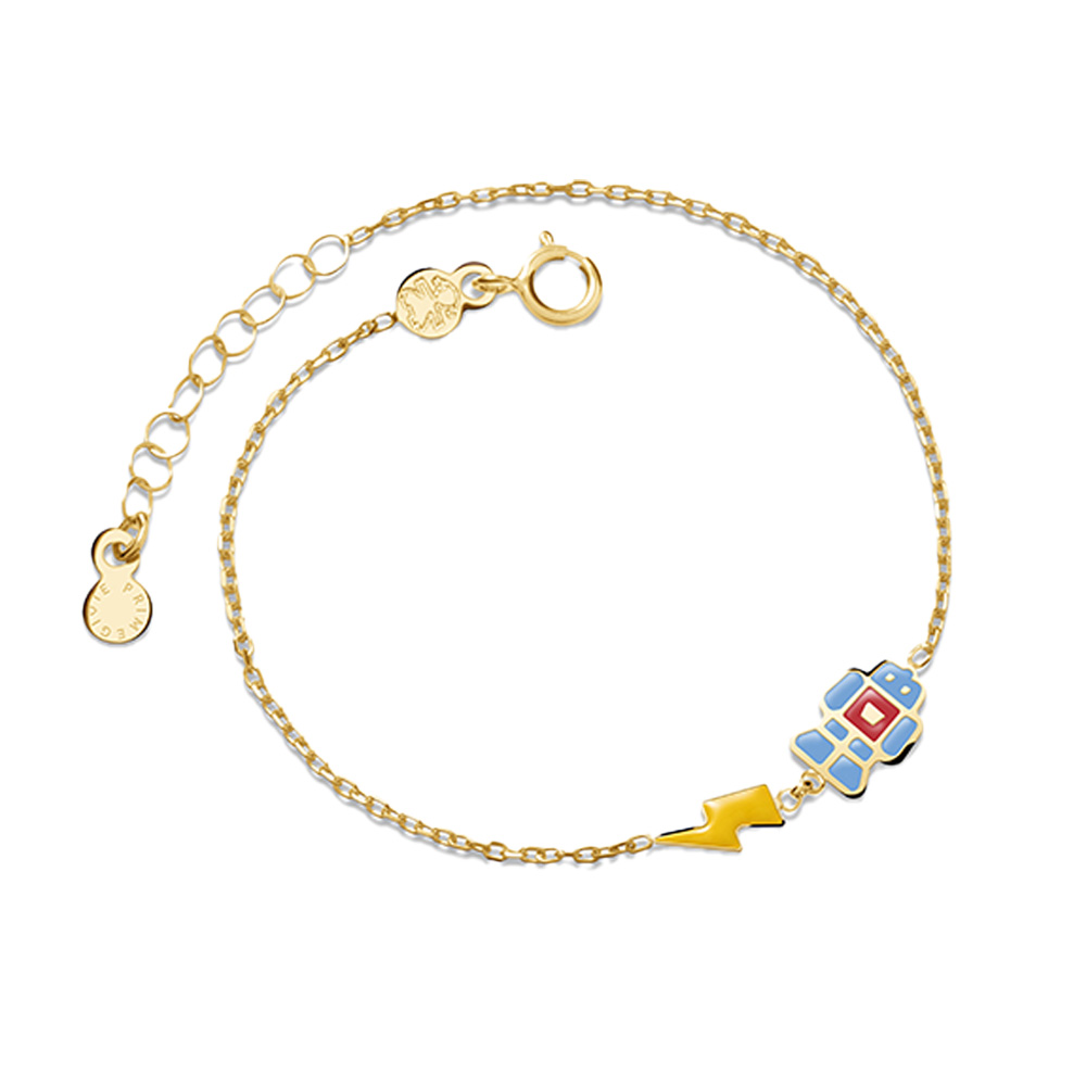 TOYS BRACELET IN YELLOW GOLD WITH ROBOT AND LIGHTNING
