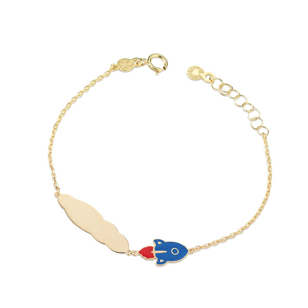 TOYS BRACELET IN YELLOW GOLD WITH ROCKET AND CLOUD TAG