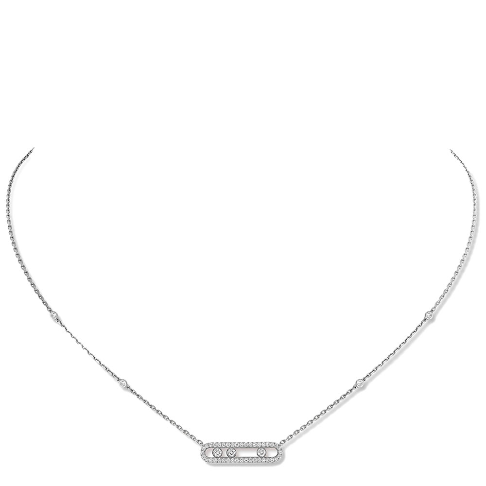 BABY MOVE COLLANA IN ORO BIANCO CON PAVÉ DI DIAMANTI 0,35 CT