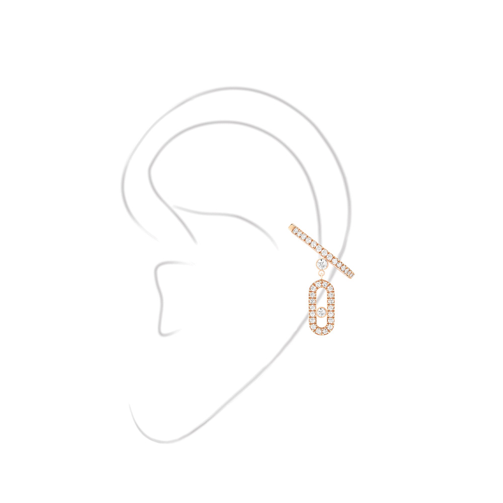 MOVE UNO PINK GOLD DROP PENDANT SINGLE CLIP EARRINGS PAVÉ DIAMOND 0,24 CT - Image 2