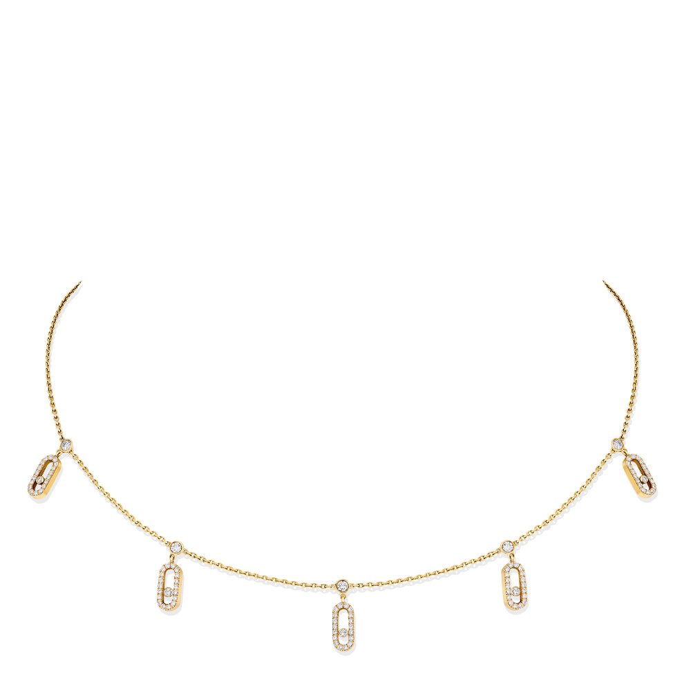 MOVE UNO GIROCOLLO CON PENDENTI A GOCCIA IN ORO GIALLO CON PAVÉ DI DIAMANTI 0,61 CT