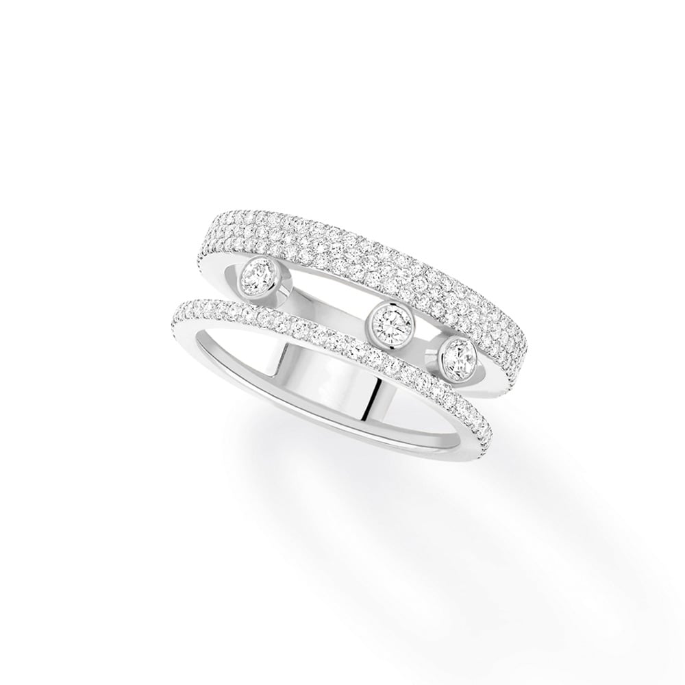MOVE ROMANE ANELLO IN ORO BIANCO CON PAVÉ DI DIAMANTi 0,65 CT