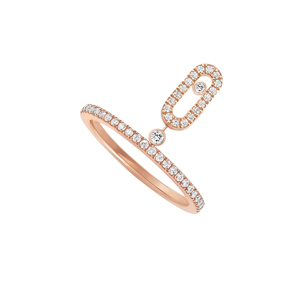 MOVE UNO ANELLO IN ORO ROSA CON PAVÉ DI DIAMANTE A GOCCIA 0,29 CT
