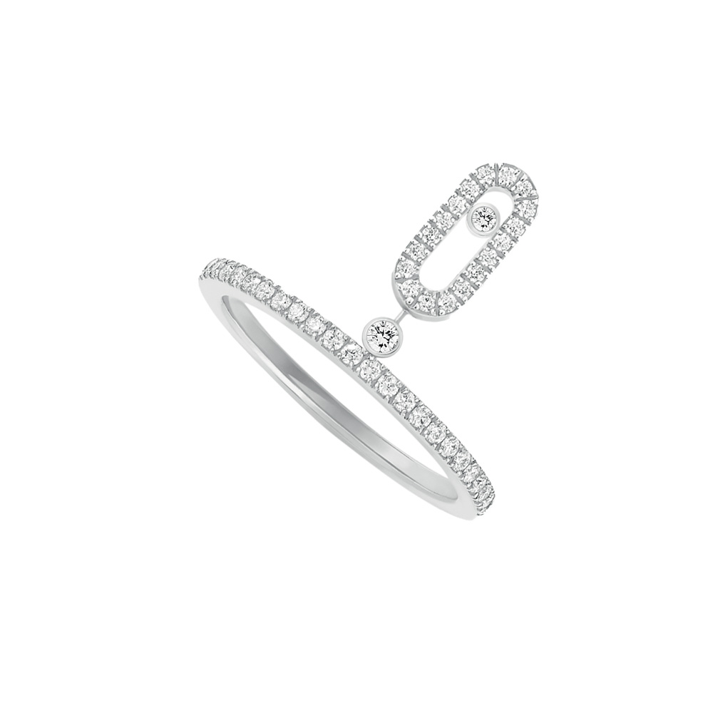 MOVE UNO ANELLO IN ORO BIANCO CON PAVÉ DI DIAMANTI A GOCCIA 0,29 CT