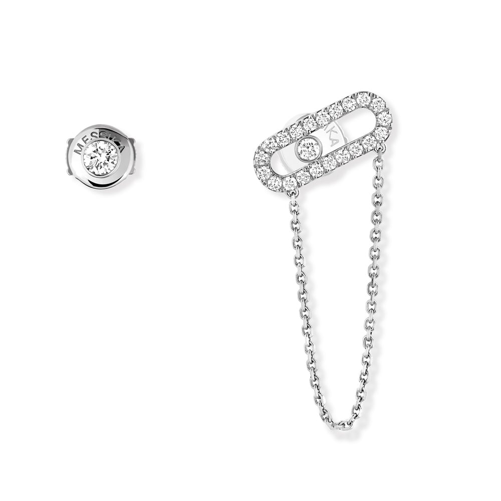 MOVE UNO ORECCHINI A CATENA E A PERNO IN ORO GIALLO CON DIAMANTI 0,30 CT - immagine 2