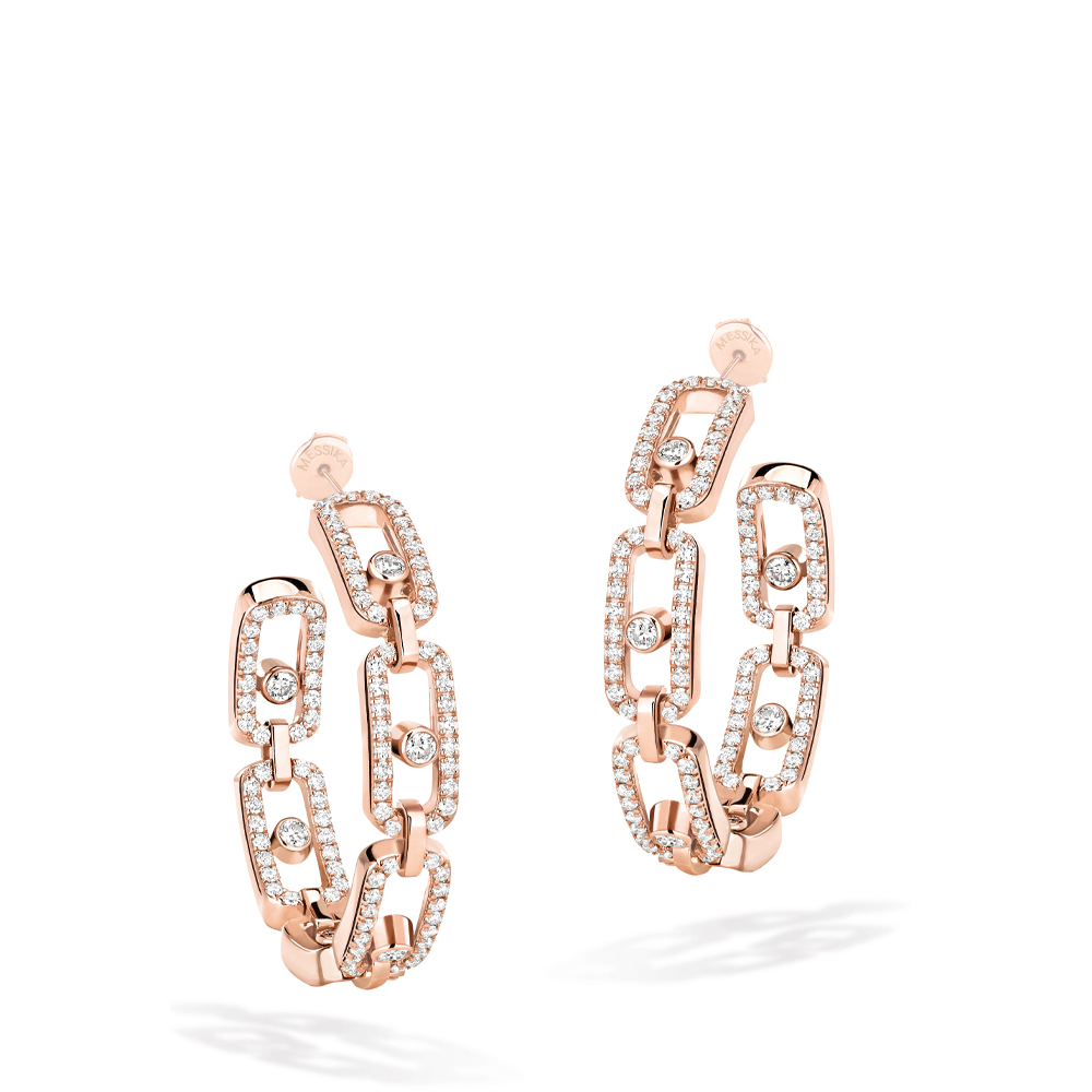 MOVE LINK PINK GOLD HOOP EARRINGS WITH DIAMOND 0,86 CT