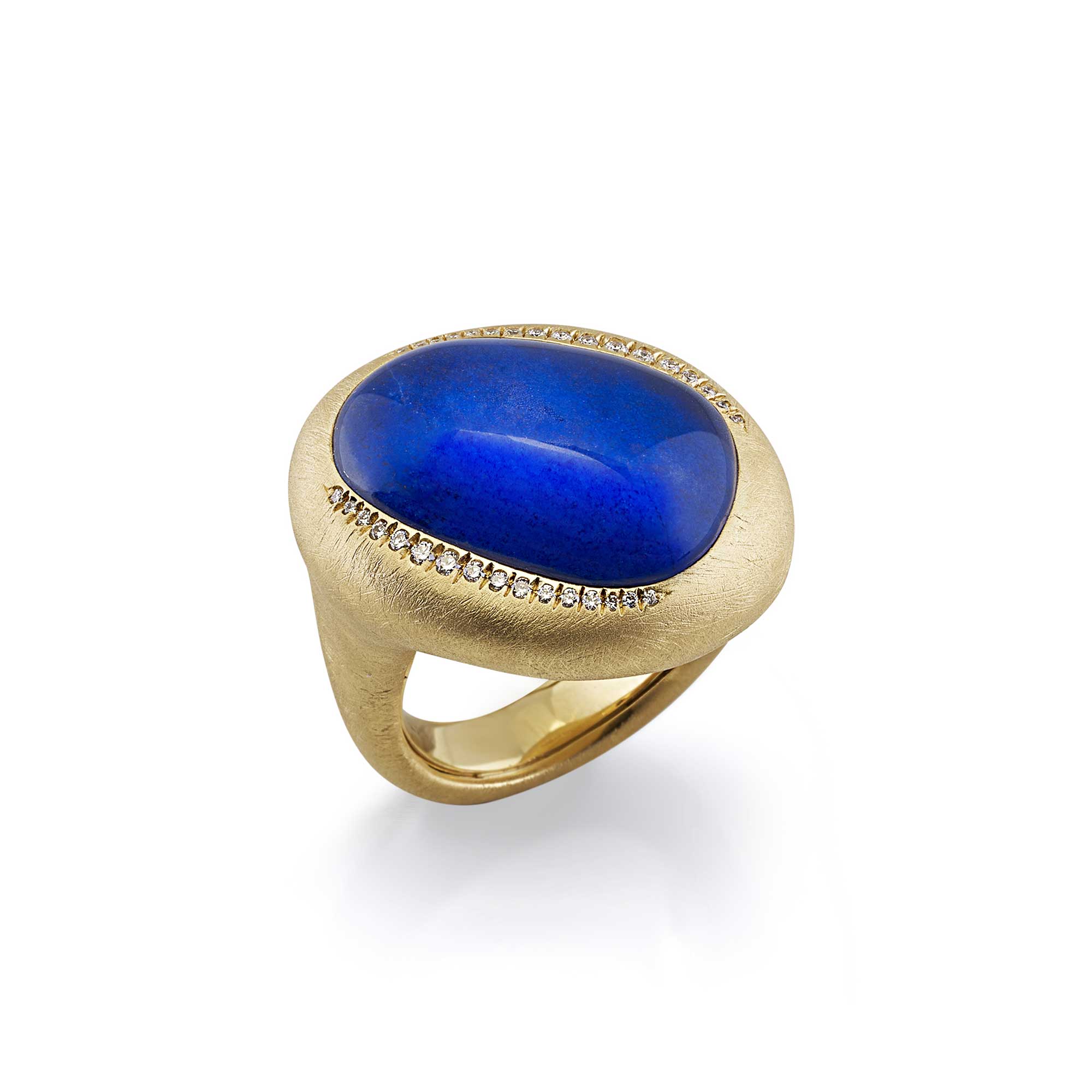 Anello Enchanté in oro giallo satinato 18Kt con diamanti lapislazzuli e cristallo di rocca - immagine 2