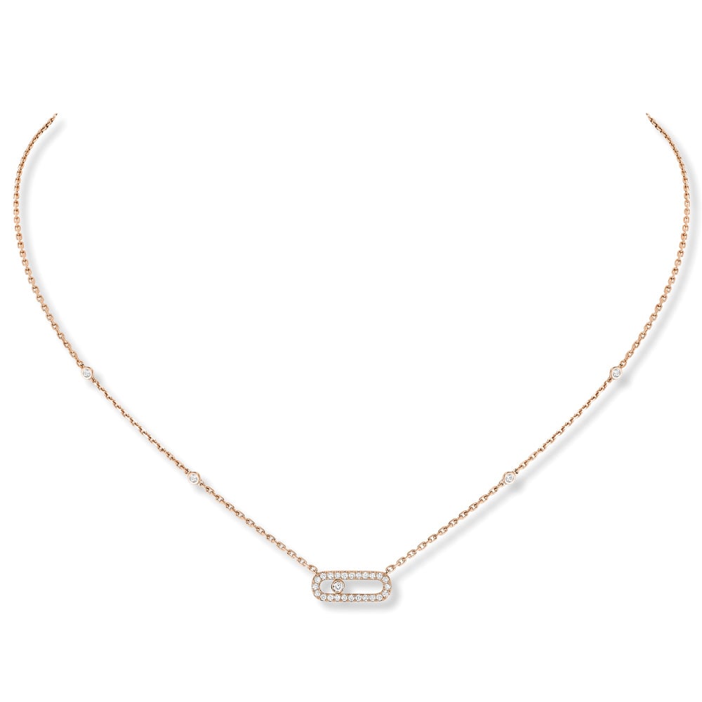 MOVE UNO COLLANA IN ORO ROSA CON PAVÉ DI DIAMANTI 0,20 CT