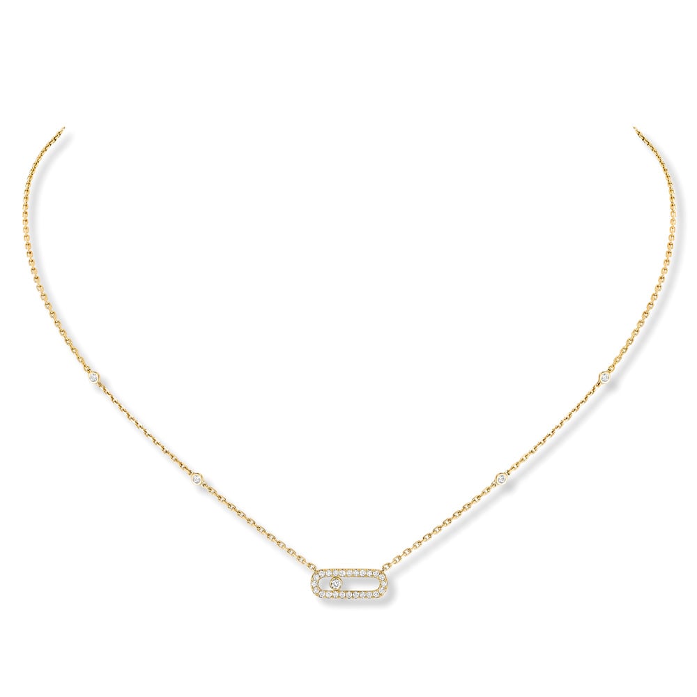 MOVE UNO COLLANA IN ORO GIALLO CON PAVÉ DI DIAMANTI 0,20 CT