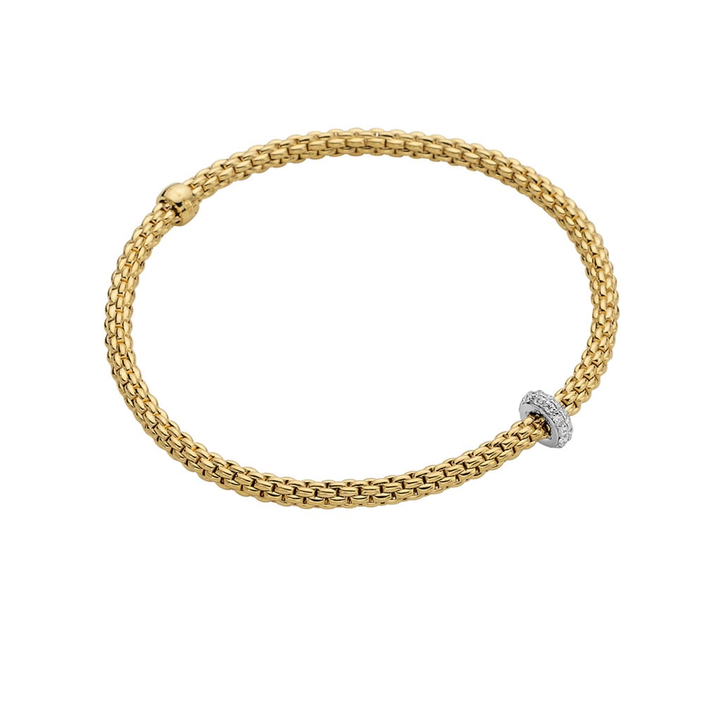Bracciale Prima Flex’it in oro giallo e rondella con diamanti 0,18 ct