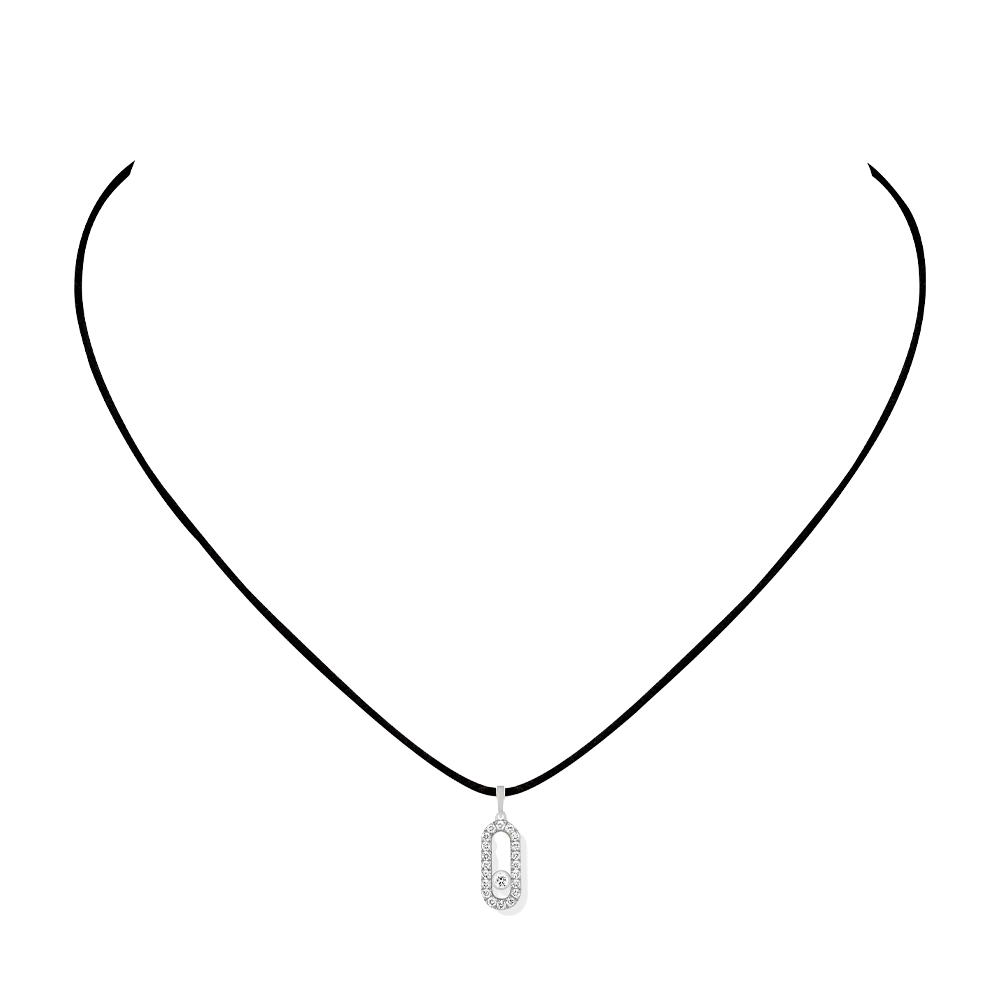 Messika Care(s) Ciondolo Pavé con cordino nero 0,09 CT