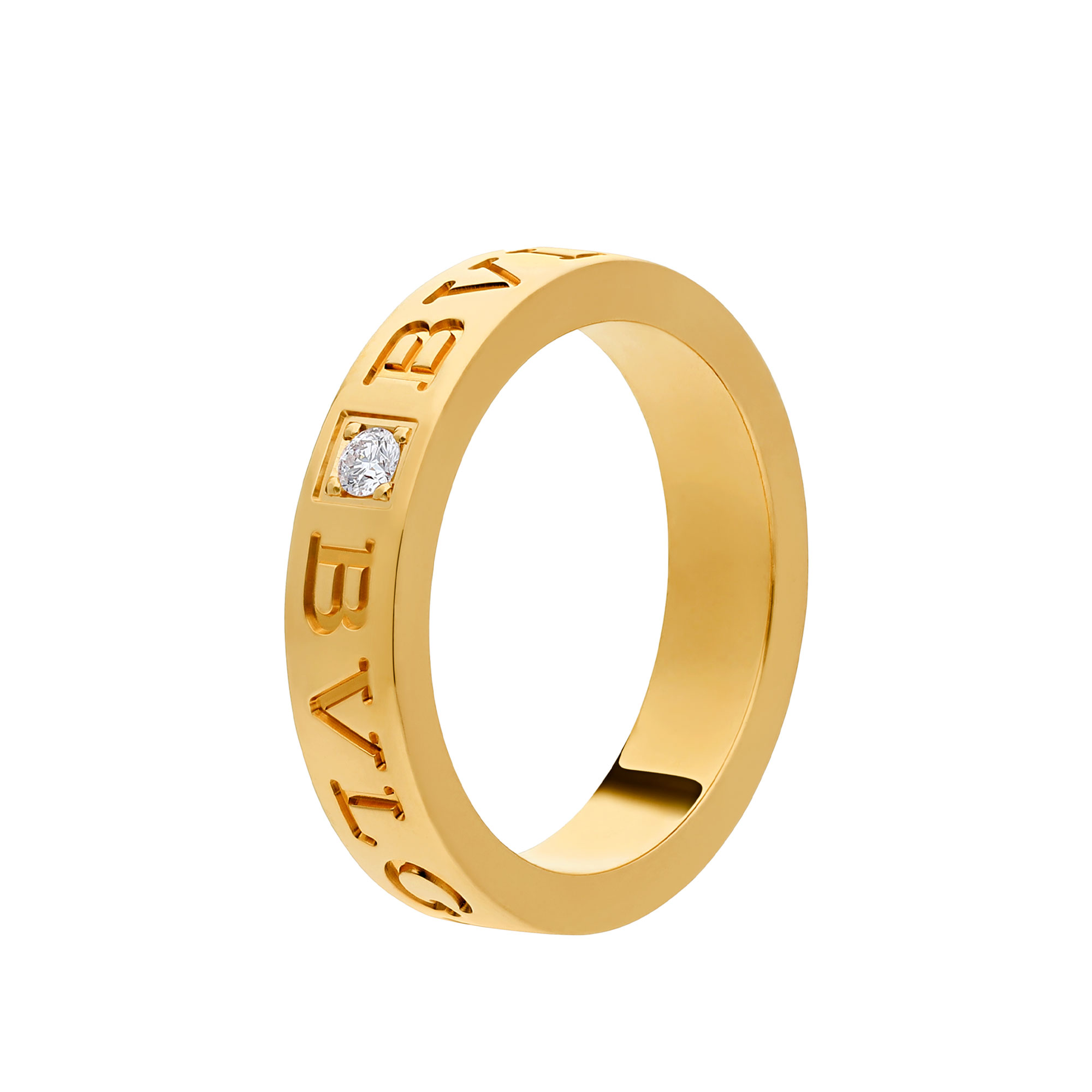 Anello a fascia B.zero1 Essential in oro giallo 18 kt con diamante