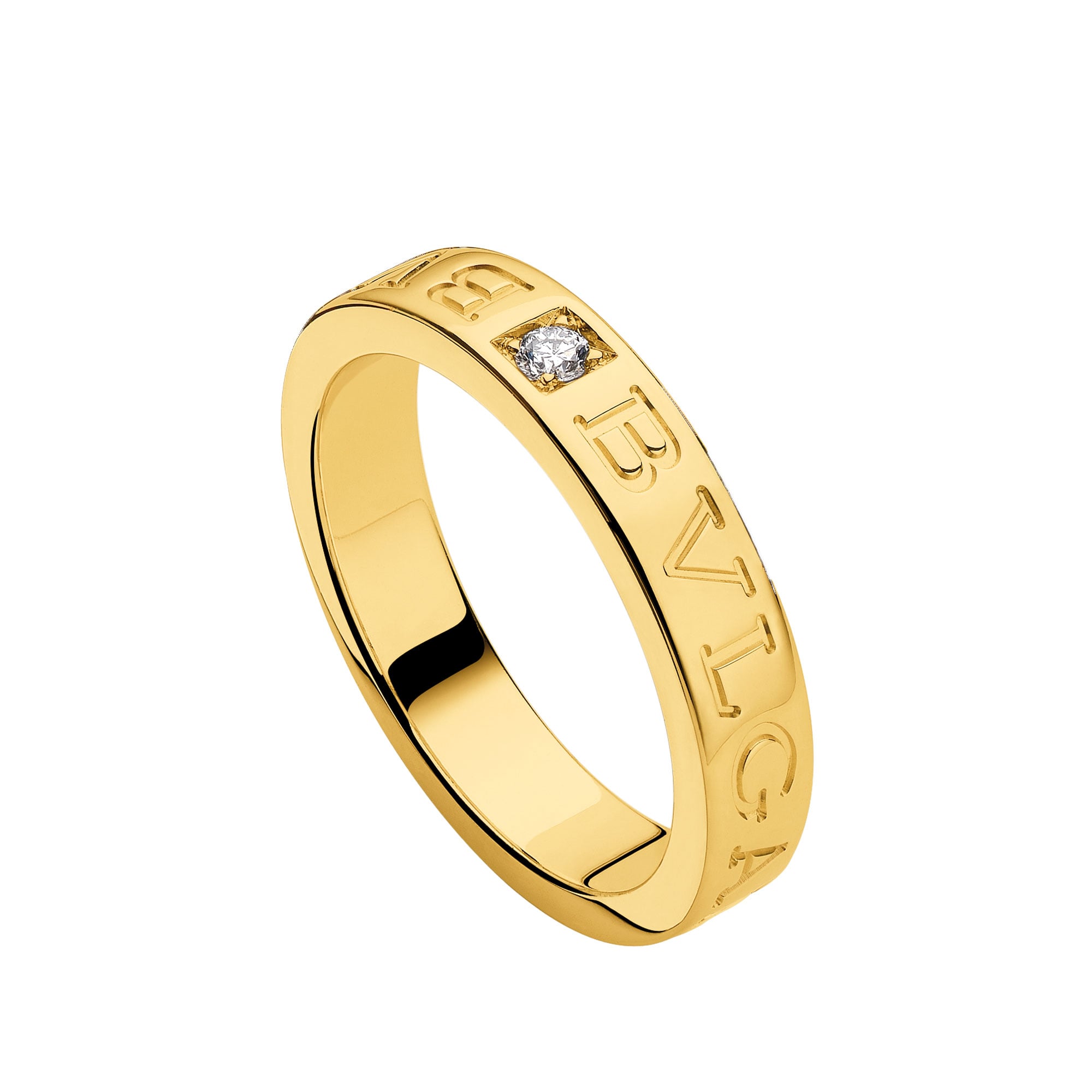 Anello a fascia B.zero1 Essential in oro giallo 18 kt con diamante - immagine 3