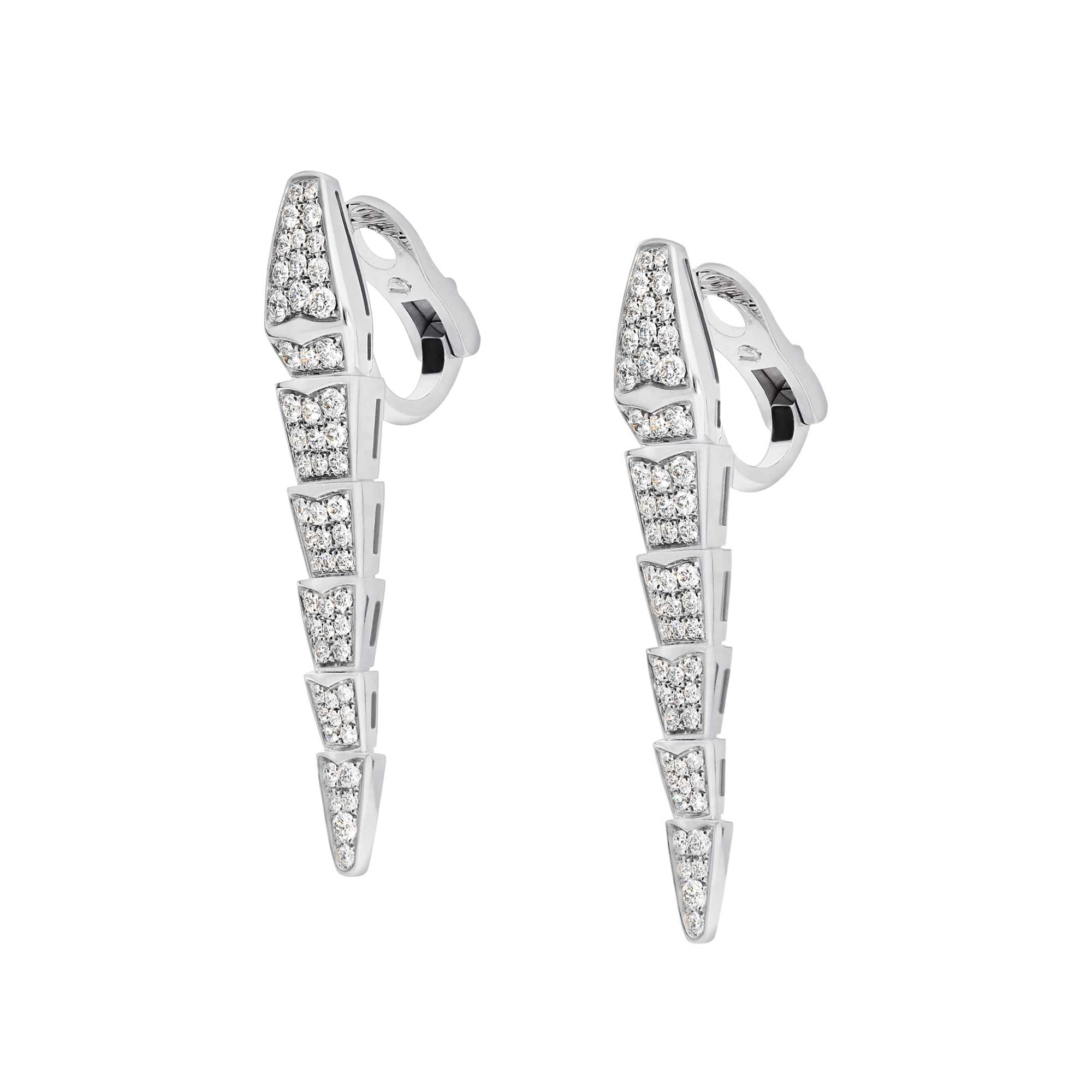 Orecchini Serpenti Viper in oro bianco 18 kt con pavé di diamanti 2.08 CT - immagine 2