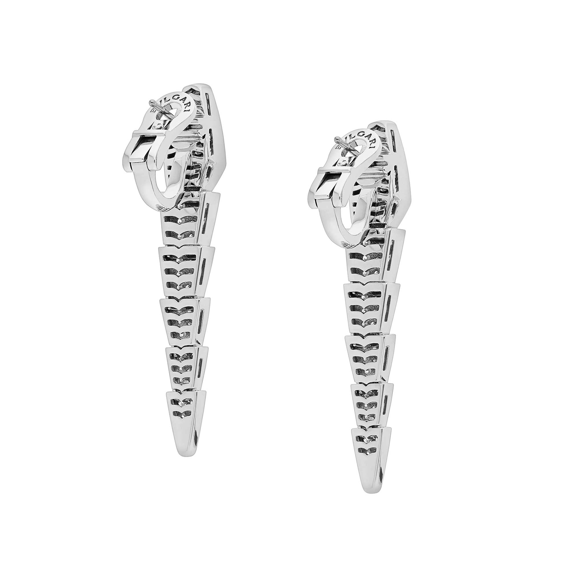 Orecchini Serpenti Viper in oro bianco 18 kt con pavé di diamanti 2.08 CT - immagine 3