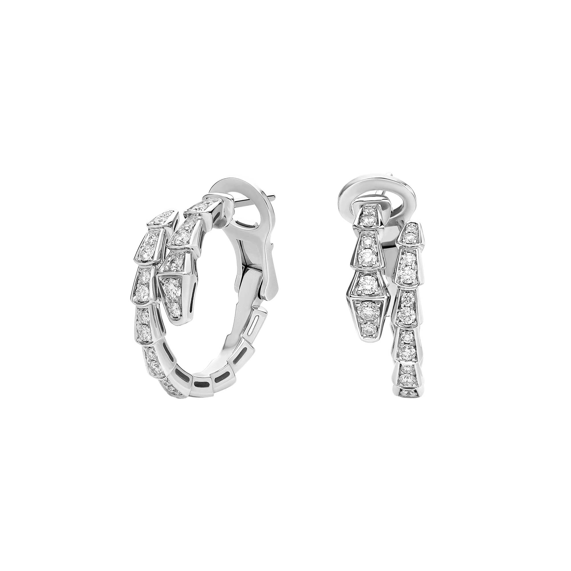 Orecchini Serpenti Viper in oro bianco 18 kt con pavé di diamanti