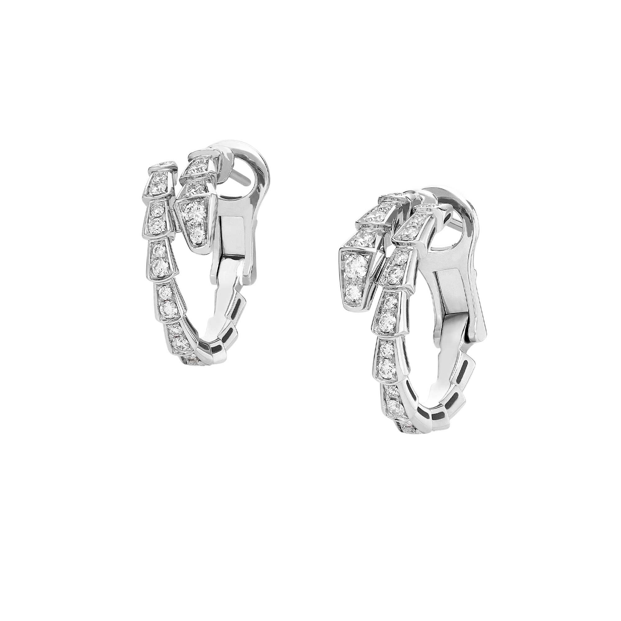 Orecchini Serpenti Viper in oro bianco 18 kt con pavé di diamanti - immagine 2