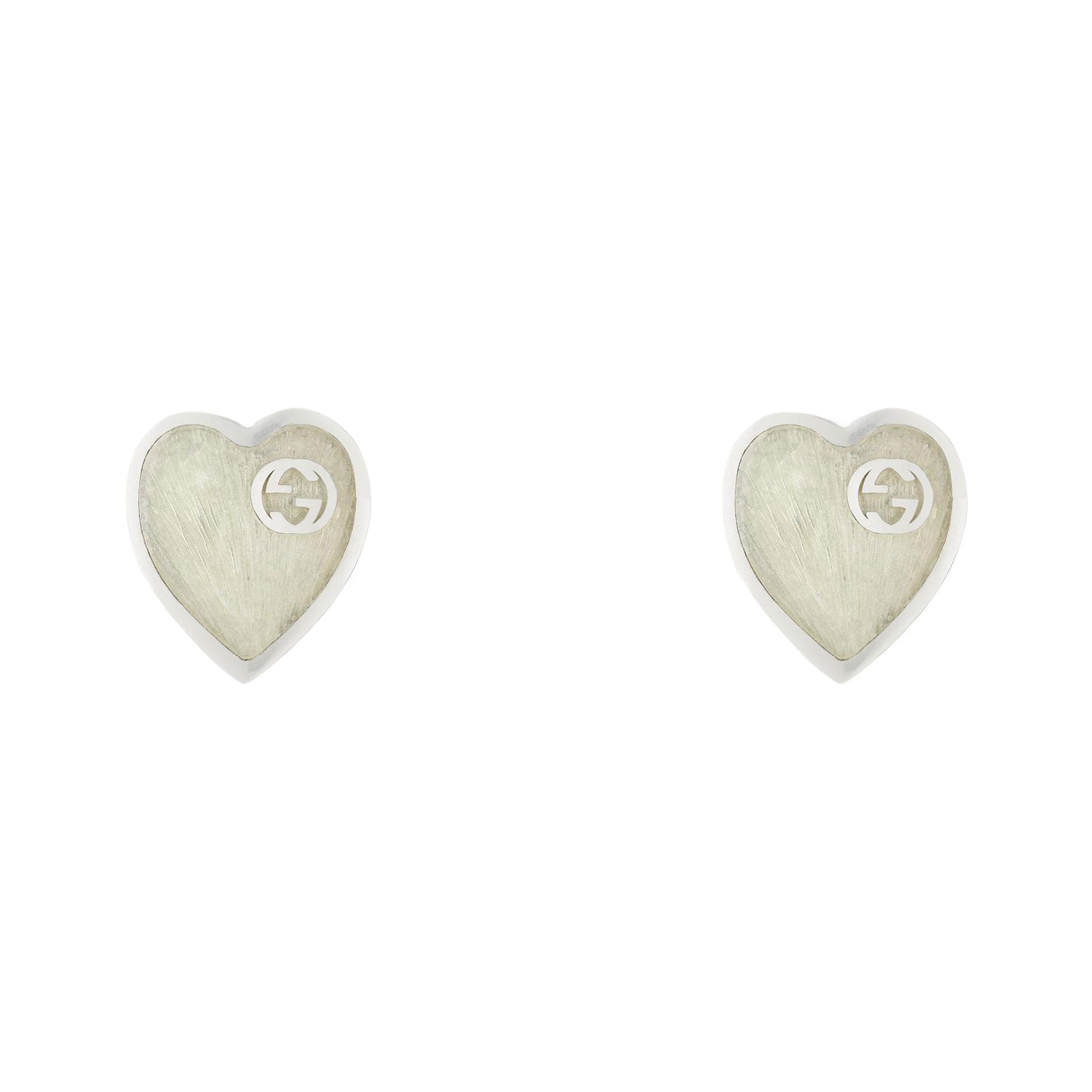 ORECCHINI GUCCI HEART INCROCIO GG CON SMALTO EFFETTO MADREPERLA