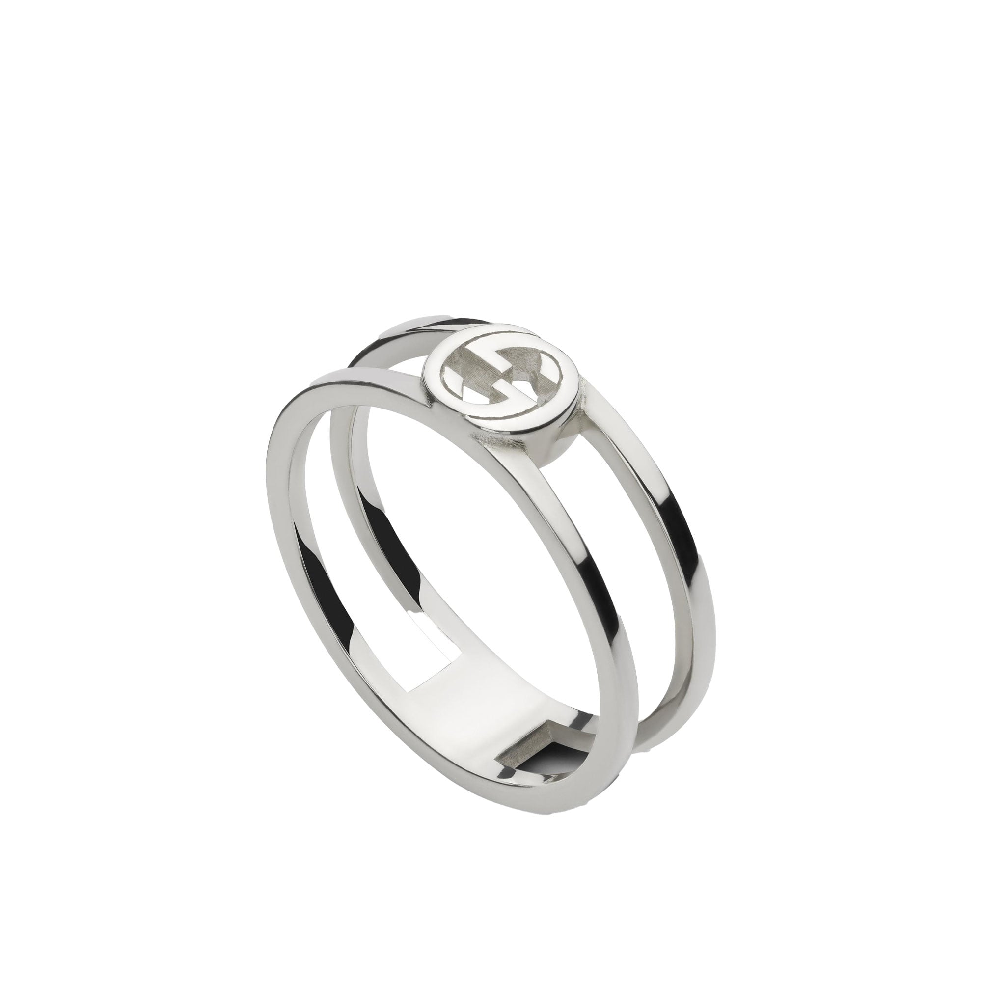 ANELLO GUCCI INTERLOCKING INCROCIO GG CUT-OUT DOPPIA FASCIA