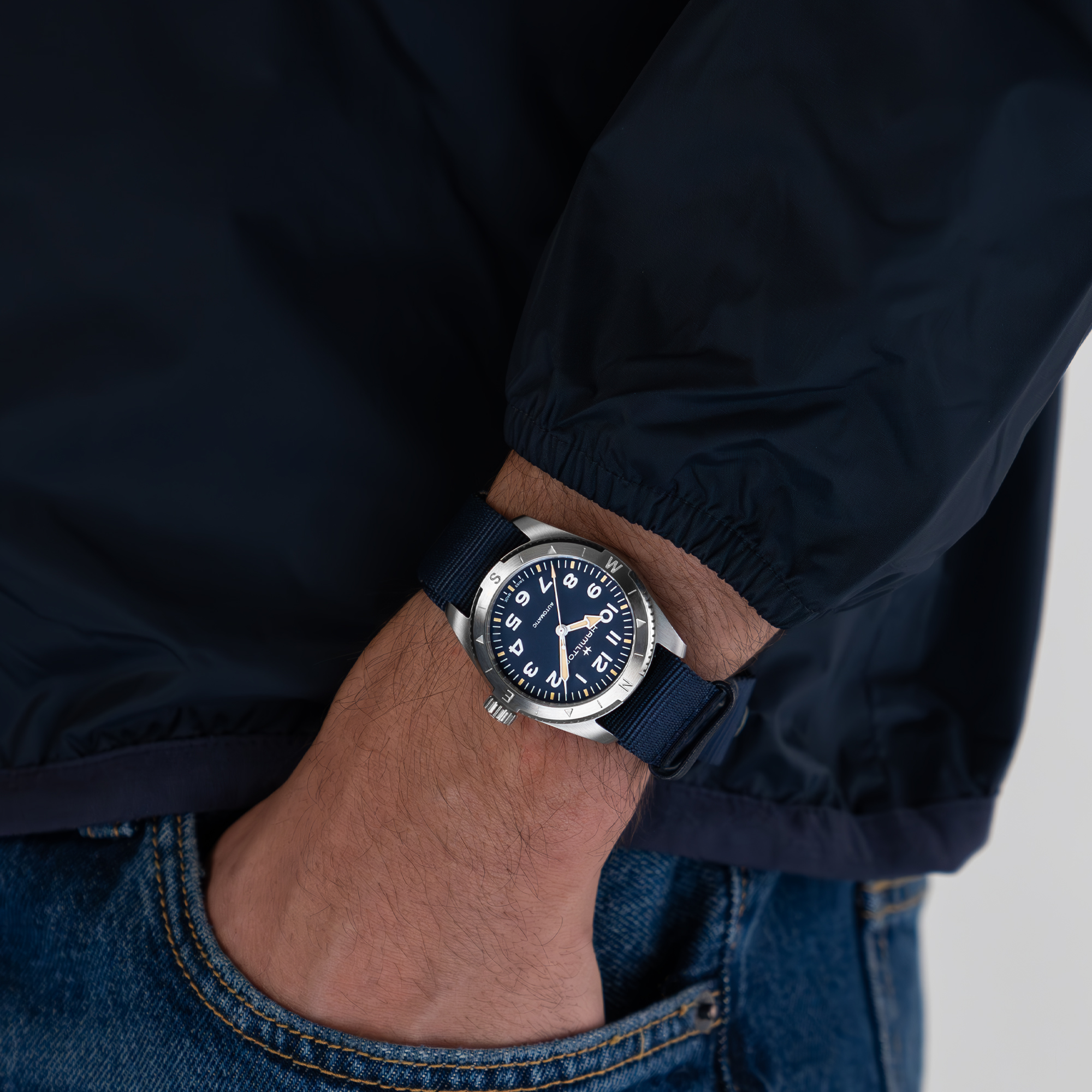 KHAKI FIELD EXPEDITION AUTO QUADRANTE BLU CON FINITURA SABBIATA 37 MM - immagine 5