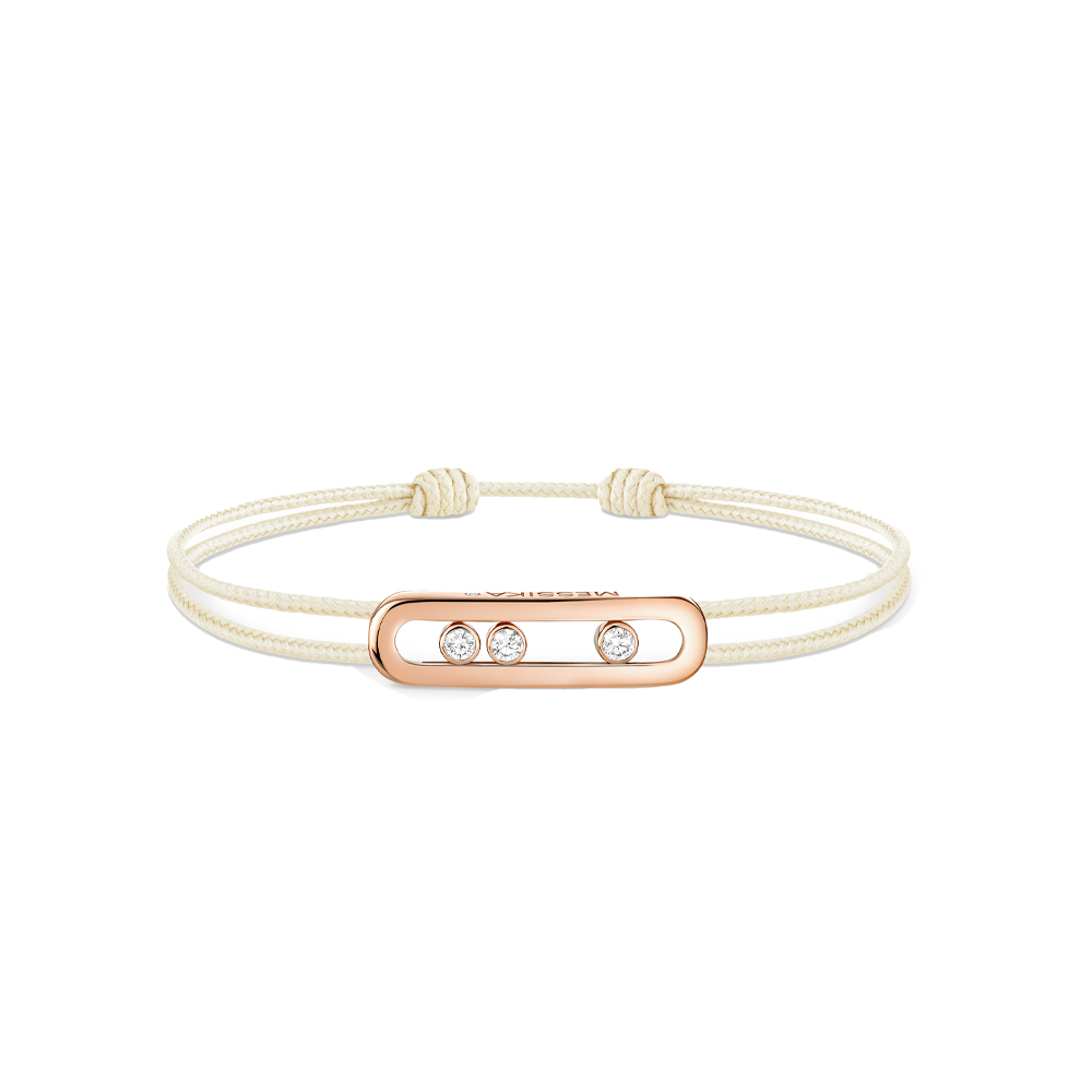 MESSIKA CARE(S) BRACCIALE IN CORDA CREMA E ORO ROSA CON DIAMANTE 0,09 CT - immagine 2