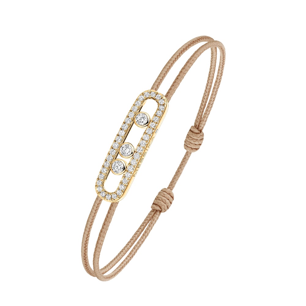 MESSIKA CARE(S) BRACCIALE IN CORDA BEIGE E PAVÉ DI DIAMANTI 0,26 CT